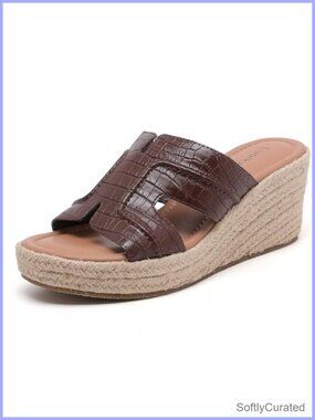 Wide Width Wedge Platform Slides Sandals Faux Leather Comfort